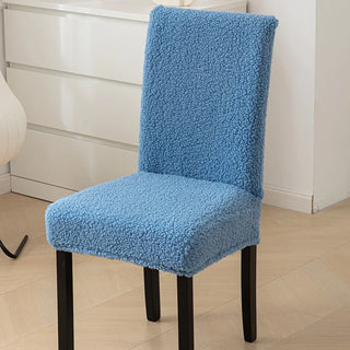 Housse de chaise classique Moumoute - Myrelis Bleu sur fond gris