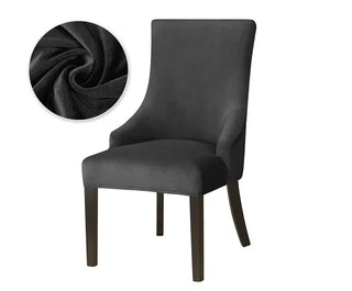 Neola - Housse de chaise de salle à manger en Velours Noir sur fond gris