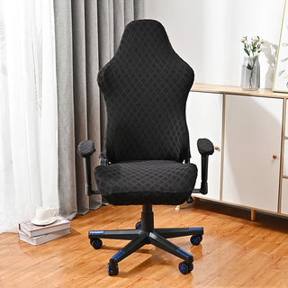 Astra - Housse de Chaise Gaming en Jacquard Diamant Gris noir sur fond gris