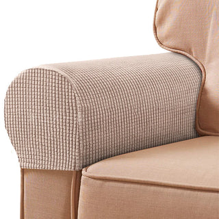 Protège Accoudoirs pour Fauteuil en Jacquard - Eclat Brun Clair sur fond gris