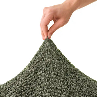 Vittoria - Housse de canapé d'angle Vert en Microfibre imprimé Vert Angle à droite - 180-370 cm sur fond gris