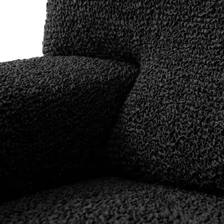 Mediterraneo - Housse de canapé Noir en Microfibre Noir 4 Places - 235-310 cm sur fond gris