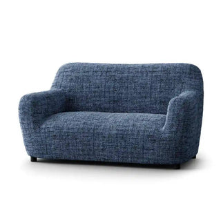 Vittoria - Housse de canapé Bleu en Microfibre imprimé Bleu 2 Places - 120-170 cm sur fond gris