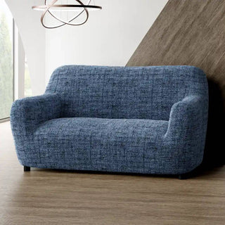 Vittoria - Housse de canapé Bleu en Microfibre imprimé Bleu 2 Places - 120-170 cm sur fond gris