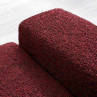 Mediterraneo - Housse de canapé d'angle à droite Rouge en Microfibre Rouge Microfibre Angle à droite - 180-370 cm sur fond gris