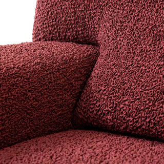 Mediterraneo - Housse de canapé d'angle à gauche Rouge en Microfibre Rouge Microfibre Angle à gauche - 180-370 cm sur fond gris