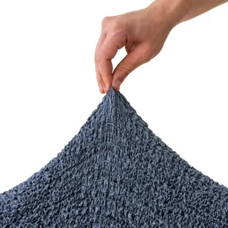 Vittoria - Housse de canapé d'angle Bleu en Microfibre imprimé Bleu Angle à gauche - 180-370 cm sur fond gris