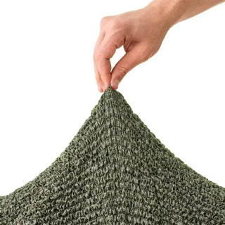 Vittoria - Housse de canapé d'angle Vert en Microfibre imprimé Vert Angle à gauche - 180-370 cm sur fond gris