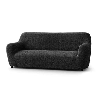 Mediterraneo - Housse de canapé Noir en Microfibre Noir 3 Places - 175-230 cm sur fond gris