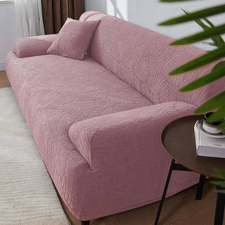 Harmony - Housse de canapé droit en flanelle Rose sur fond gris