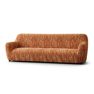 Universo - Housse de canapé Terracotta en Microfibre design Terracotta 4 Places - 235-310 cm sur fond gris