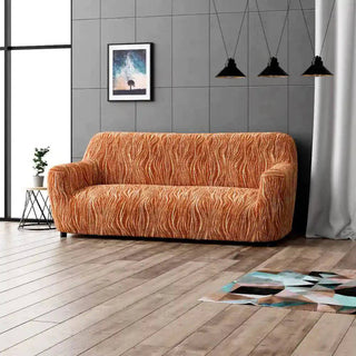 Universo - Housse de canapé Terracotta en Microfibre design Terracotta 3 Places - 175-230 cm sur fond gris