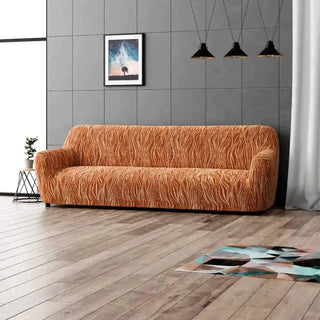 Universo - Housse de canapé Terracotta en Microfibre design Terracotta 4 Places - 235-310 cm sur fond gris