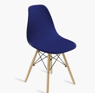 Nobleza - Housse de chaise en arc lisse Bleu nuit sur fond gris