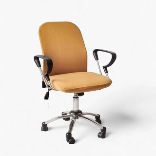 Sereno - Housse de chaise de bureau lisse Moutarde sur fond gris