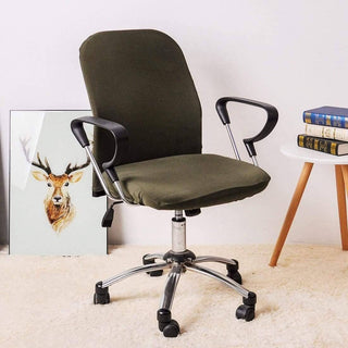 Sereno - Housse de chaise de bureau lisse Kaki sur fond gris