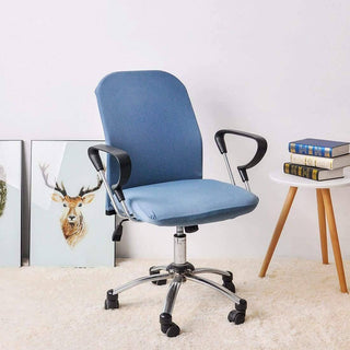 Housse de chaise de bureau lisse - Sereno Bleu sur fond gris