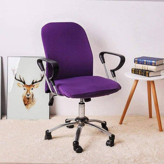 Sereno - Housse de chaise de bureau lisse Violet sur fond gris