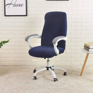 Sereno - Housse de chaise de bureau en Jacquard Bleu marine sur fond gris