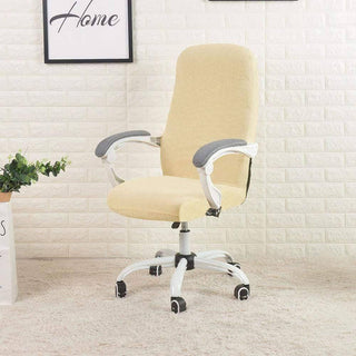 Housse de chaise de bureau en Jacquard - Syloria Beige sur fond gris