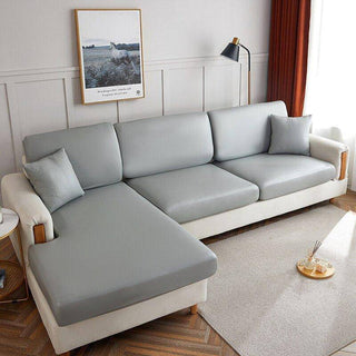 Lumina - Housse de coussin de canapé en Simili Cuir Gris clair sur fond gris