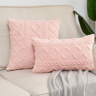 Triumph - Housse de coussin côtelée Rose sur fond gris