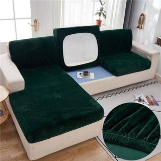 Housse de coussin de canapé en velours - Vert Noirâtre sur fond gris