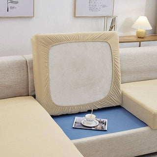 Lumina - Housse de coussin de canapé lisse Blanc cassé sur fond gris