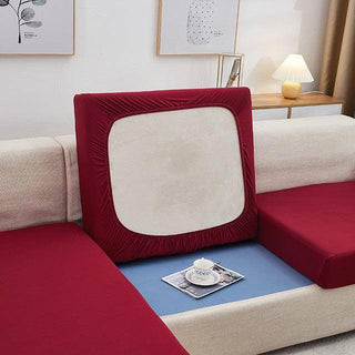 Lumina - Housse de coussin de canapé lisse Rouge sur fond gris