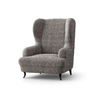 Mediterraneo - Housse de fauteuil à oreilles Gris en Microfibre Gris Fauteuil à oreilles- 60-115 cm sur fond gris