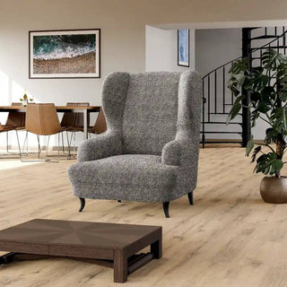 Mediterraneo - Housse de fauteuil à oreilles Gris en Microfibre Gris Fauteuil à oreilles- 60-115 cm sur fond gris