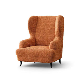 Mediterraneo - Housse de fauteuil à oreilles Orange en Microfibre Orange Fauteuil à oreilles- 60-115 cm sur fond gris