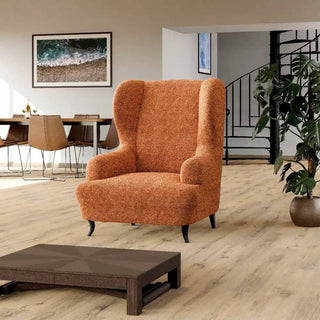 Mediterraneo - Housse de fauteuil à oreilles Orange en Microfibre Orange Fauteuil à oreilles- 60-115 cm sur fond gris