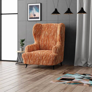 Universo - Housse de fauteuil à oreilles Terracotta en Microfibre design Terracotta Fauteuil à oreilles- 60-115 cm sur fond gris