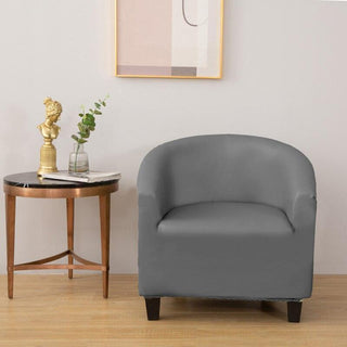 Royale - Housse de fauteuil arrondi en Simili Cuir Gris sur fond gris