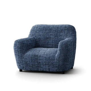 Vittoria - Housse de fauteuil Bleu en Microfibre imprimé Bleu Fauteuil - 60-110 cm sur fond gris