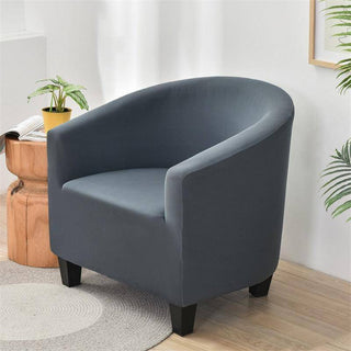 Royale - Housse de fauteuil arrondi lisse Gris foncé sur fond gris