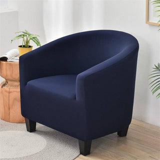 Housse de Fauteuil Crapaud lisse - Prestige Bleu marine sur fond gris