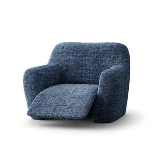 Vittoria - Housse de fauteuil inclinable Bleu en Microfibre imprimé Bleu Fauteuil inclinable - 60-110 cm sur fond gris