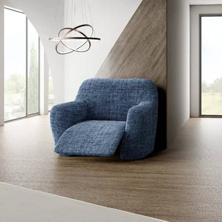 Vittoria - Housse de fauteuil inclinable Bleu en Microfibre imprimé Bleu Fauteuil inclinable - 60-110 cm sur fond gris