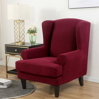 Allure - Housse de fauteuil crapaud en Jacquard Bordeaux sur fond gris