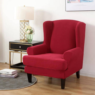 Allure - Housse de fauteuil crapaud en Jacquard Rouge sur fond gris