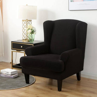 Allure - Housse de fauteuil crapaud en Jacquard Noir sur fond gris