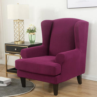 Housse de Fauteuil à Oreilles en Jacquard - Allure Violet sur fond gris