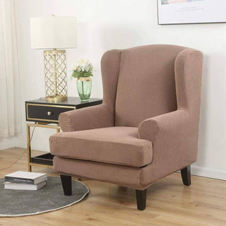 Allure - Housse de fauteuil crapaud en Jacquard Brun sur fond gris