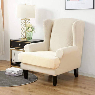 Allure - Housse de fauteuil crapaud en Jacquard Beige sur fond gris