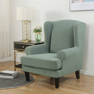 Allure - Housse de fauteuil crapaud en Jacquard Vert sauge sur fond gris