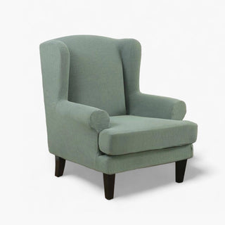 Allure - Housse de fauteuil crapaud en Jacquard Vert sauge sur fond gris