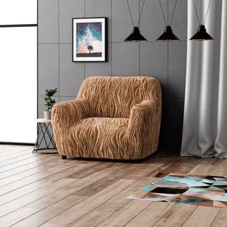 Universo - Housse de fauteuil Marron en Microfibre design Marron Fauteuil - 60-110 cm sur fond gris