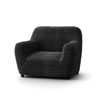 Mediterraneo - Housse de fauteuil Noir en Microfibre Noir Fauteuil - 60-110 cm sur fond gris